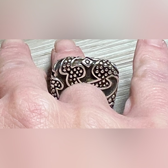 Vintage Designer Dian Malouf Sterling Silver Tall Tribal Stack Ring, Size 6.5 - Picture 12 of 13